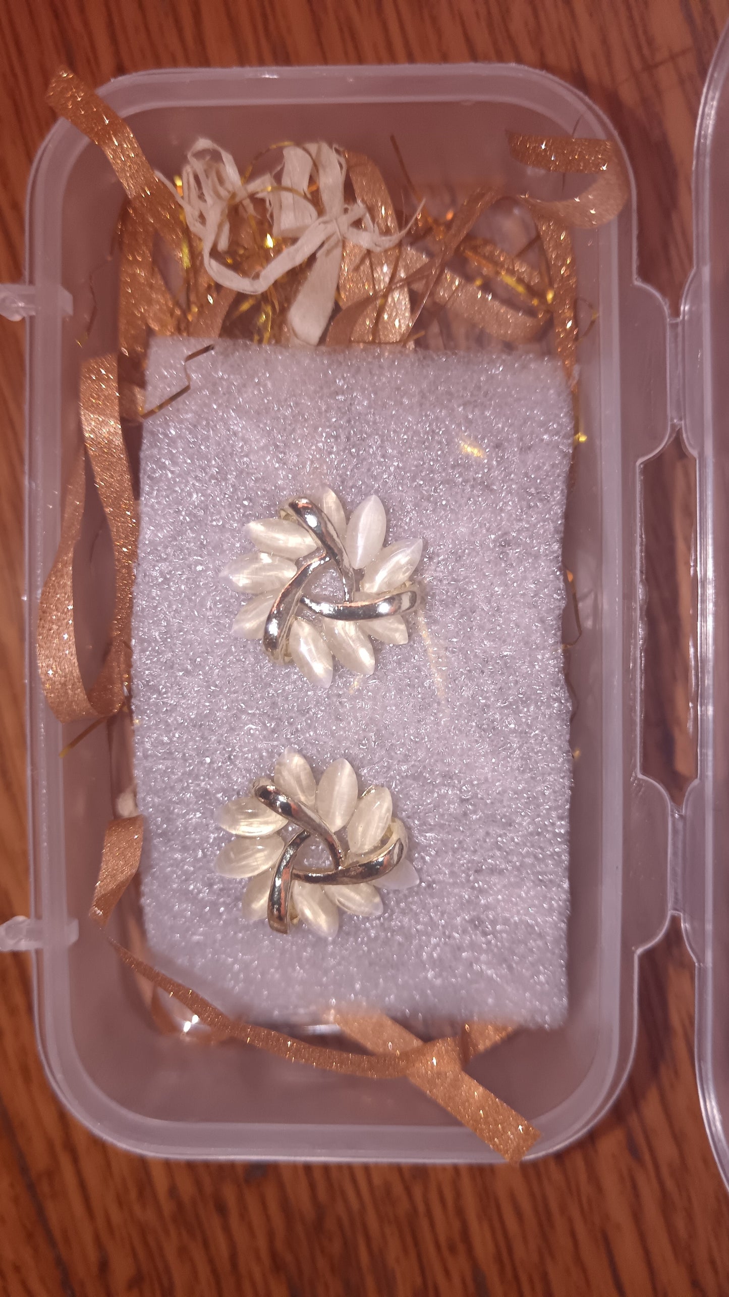 Cat's Eye Stone Flower Petal Stud Earrings